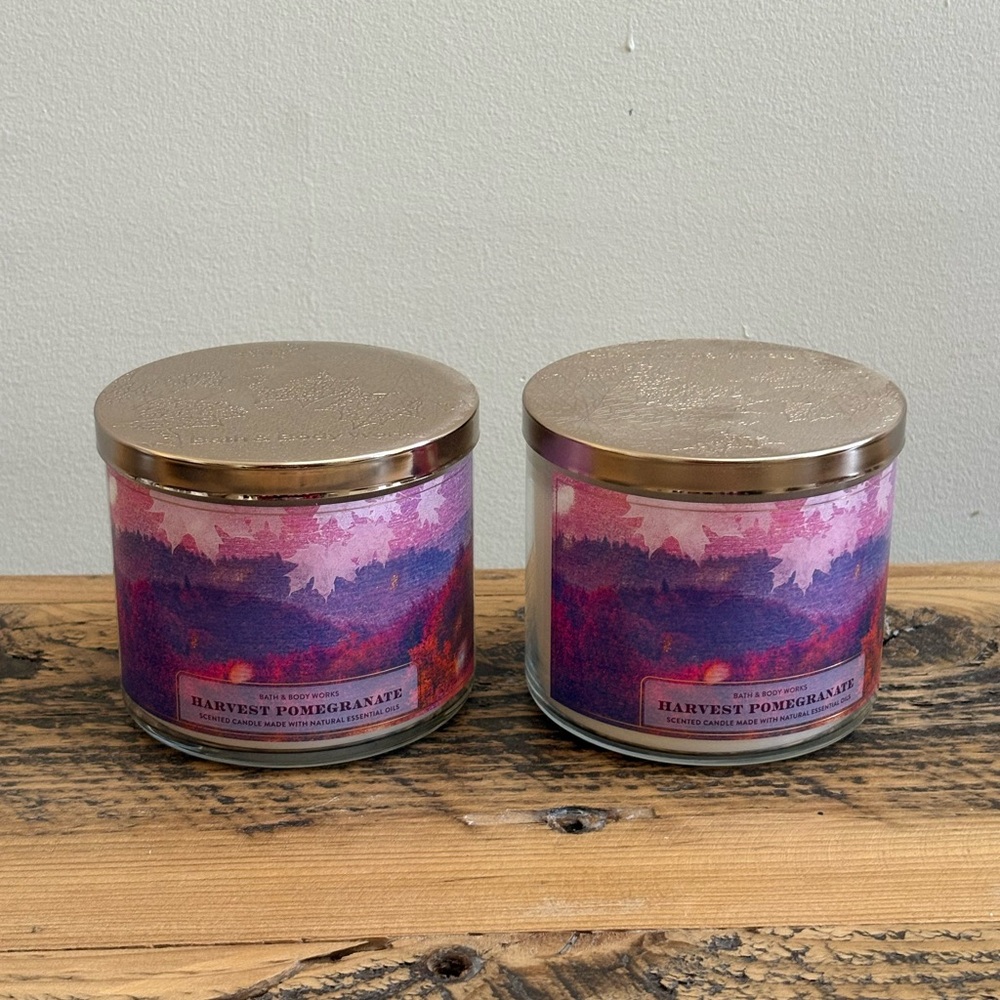 Bath & Body Works Harvest Pomegranate 3-Wick Candles lot of 2